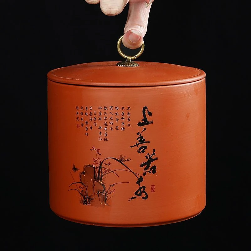 紫砂大容量茶叶罐储存罐家用大号密封花茶储存罐存茶罐普洱散装罐