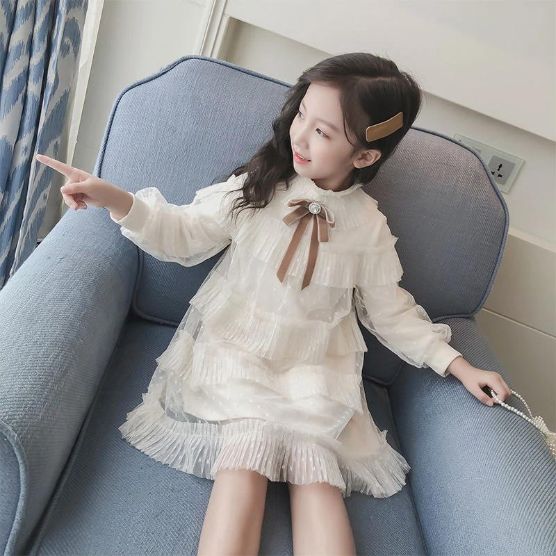 女童春秋新款公主裙2024新款儿童长袖连衣裙小女孩洋气蓬蓬纱裙