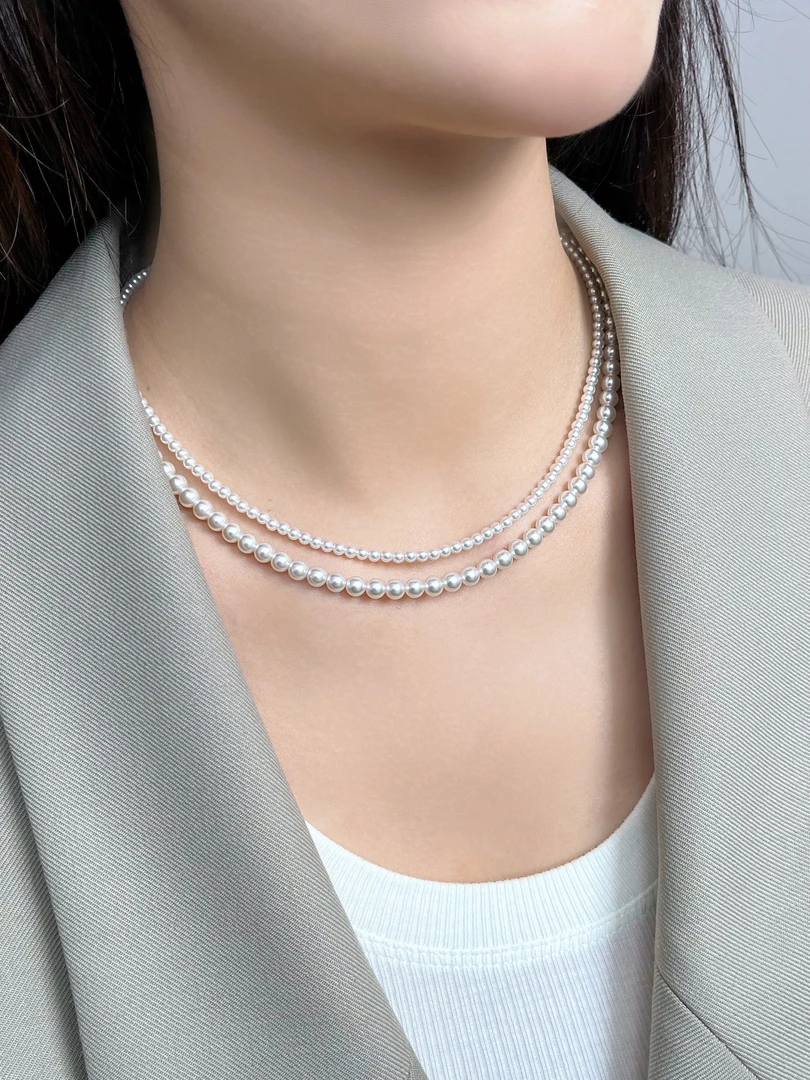 925银3-5mm经典正圆时尚极光小米珠40+5公分