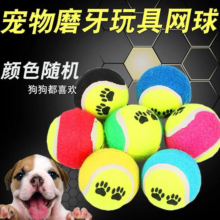 宠物狗狗玩具用品耐咬磨牙解闷脚印网球 幼犬小狗泰迪训练玩具球