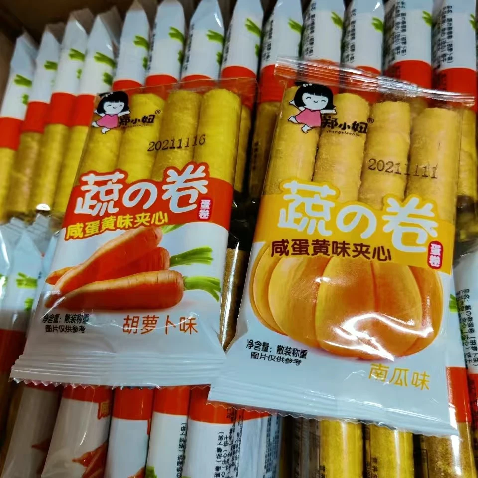 郑小妞蔬の卷咸蛋黄注心蛋卷南瓜味胡萝卜味菠菜味500g休闲零食