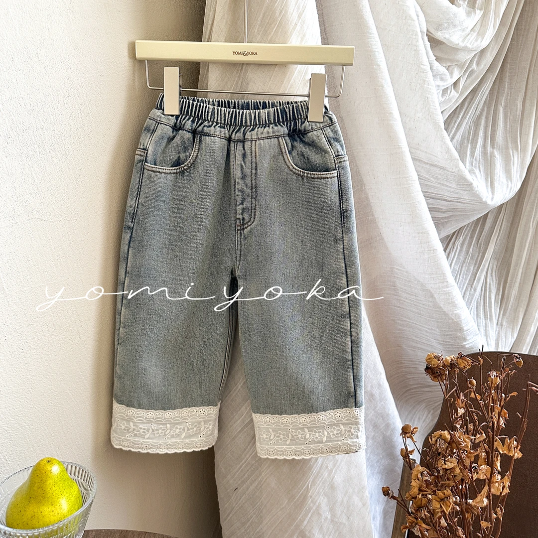 【现货】童装2024冬季新款儿童加绒加厚花边牛仔裤244-优米优卡-125