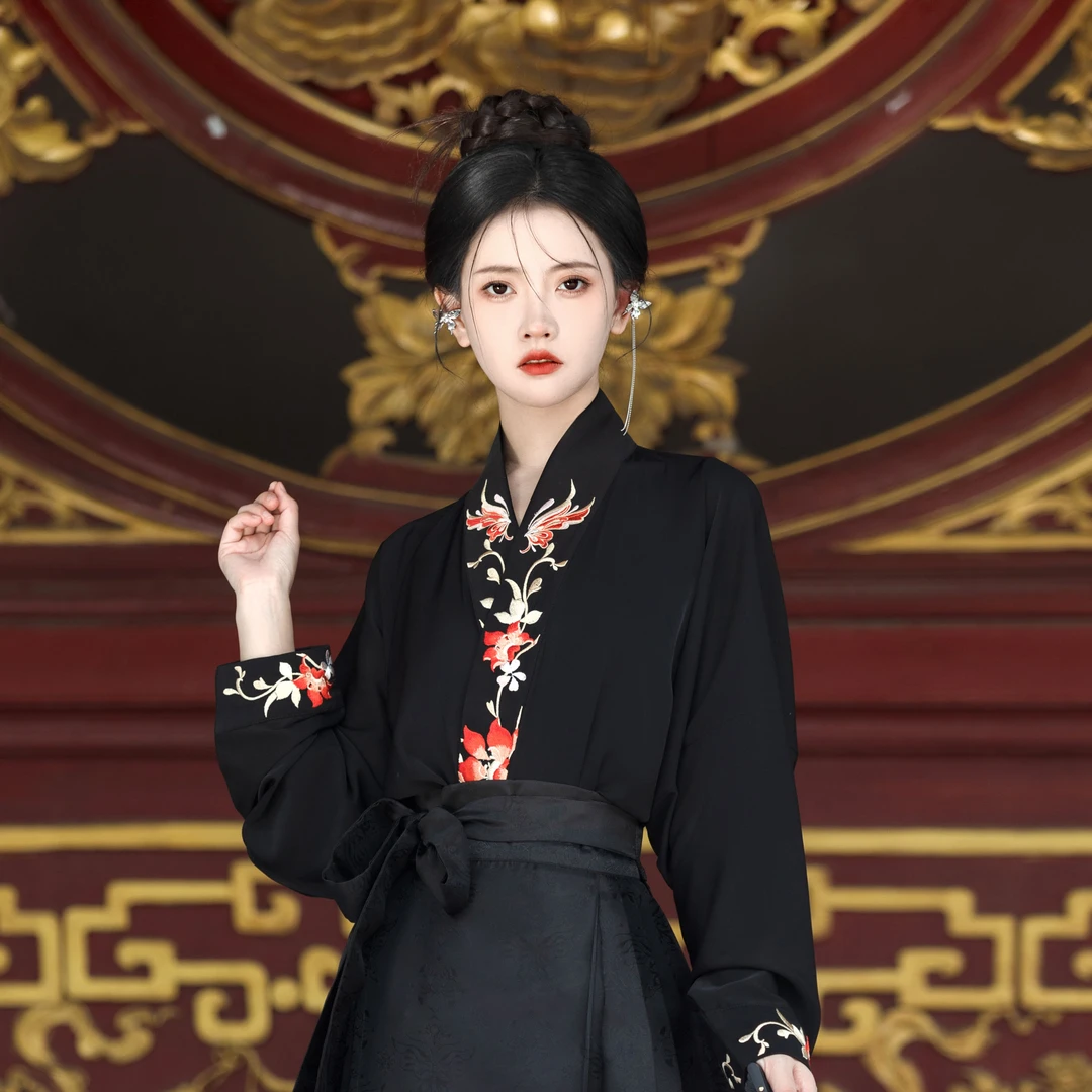 如锦江南【腰间牡丹】国风交领马面裙飞机袖上衣秋冬日常通勤百搭