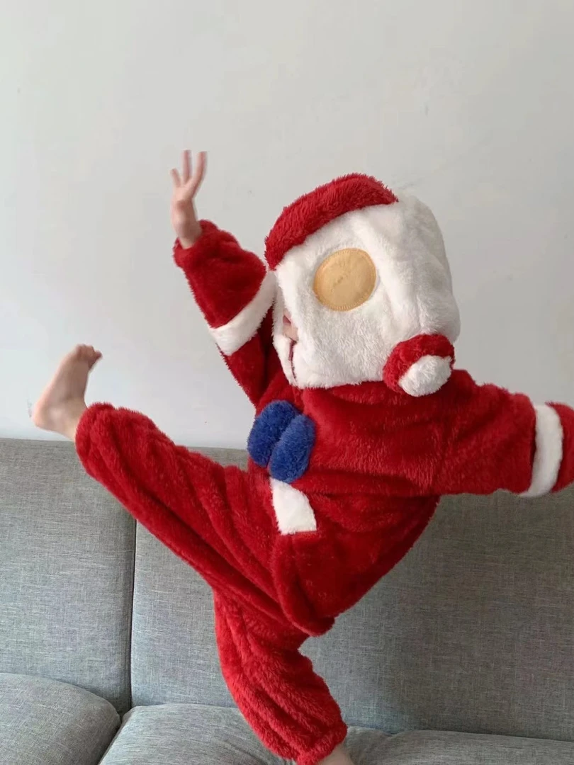 超萌可爱冬天奥特曼睡衣儿童加绒加厚连体睡衣冬季保暖家居服秋冬