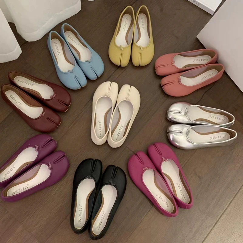 真皮复古浅口单鞋女24年新款猪蹄分趾奶奶鞋软底百搭休闲百搭时尚