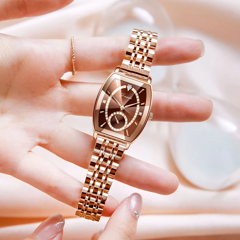 正品轻奢时尚气质防水钢带酒桶女表