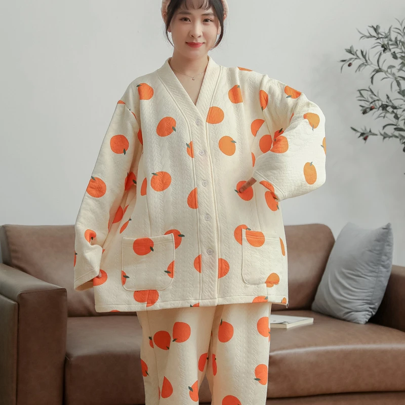 秋冬孕妇夹棉月子服200斤加大加肥产后哺乳睡衣特大300斤空气棉