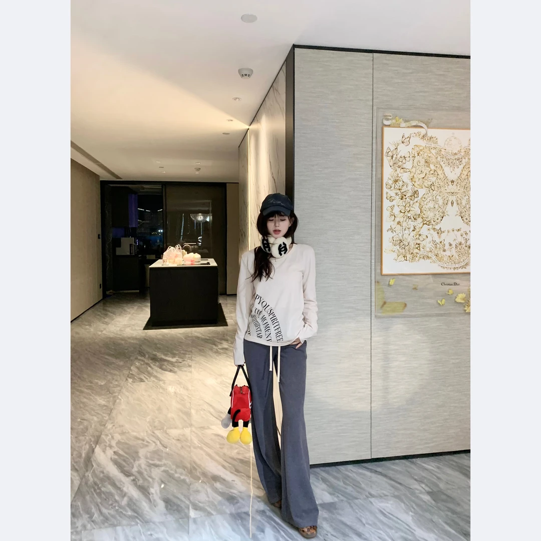 Nisabena【53】25ss 设计师自制研发圆领印花长袖T恤