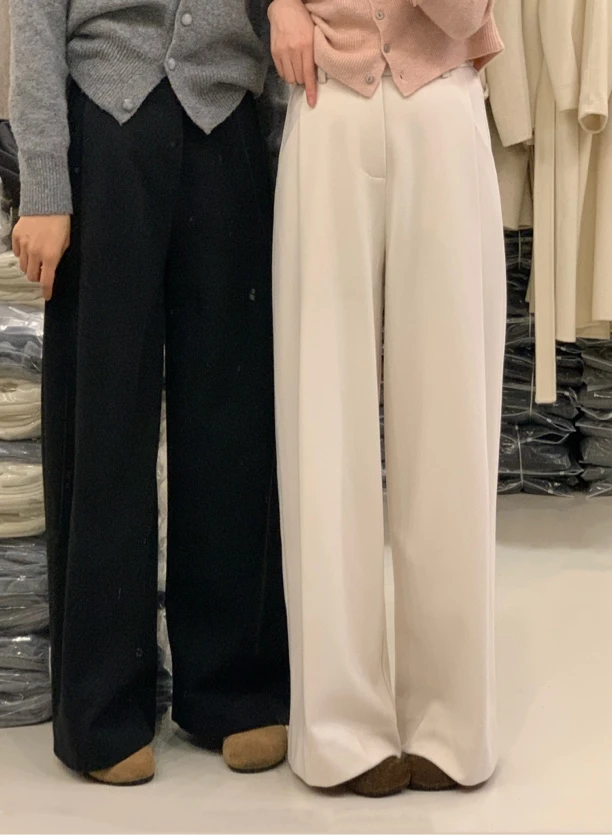 【硕和集】924309磨毛显瘦高腰阔腿裤