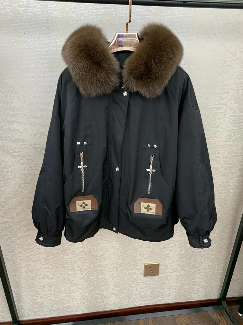 2023设计师款时尚皮1号 草派克服超大毛领高品质轻奢款
