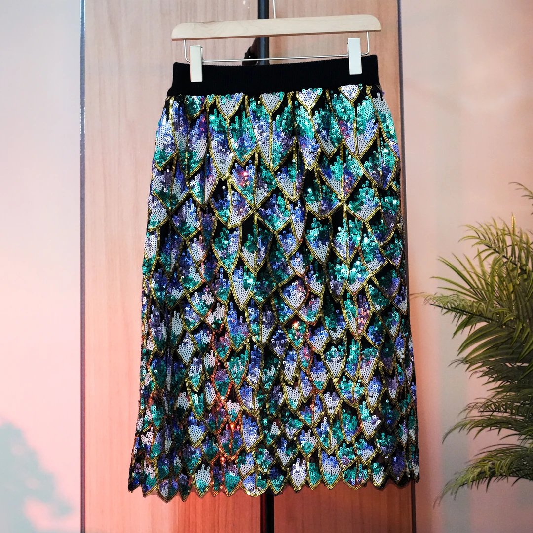 【彩云之南】秋款欧洲站亮片半裙亮片短裙高腰A字时尚百搭显瘦洋气