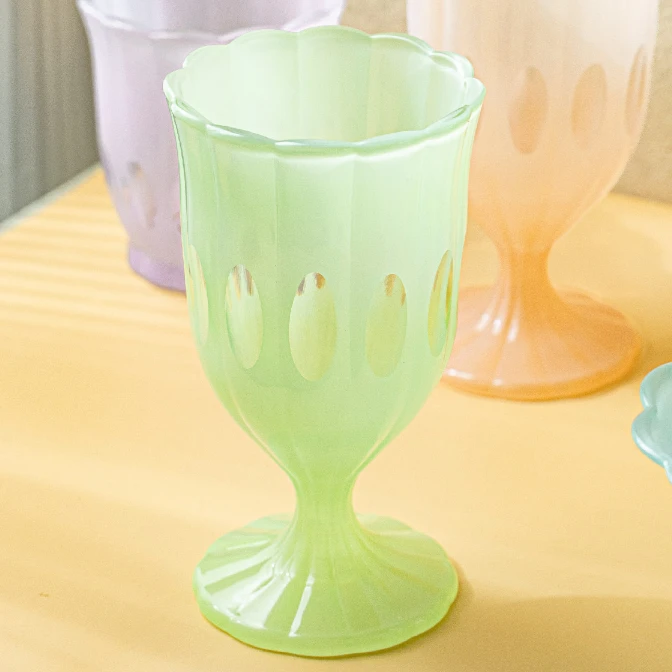 【微瑕】风铃花水晶高脚杯-绿色 fd
