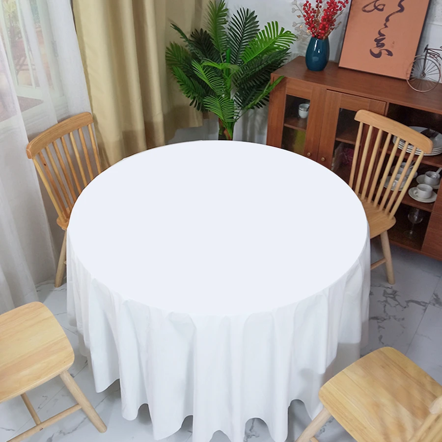 酒店2米大圆桌一次性桌布圆形饭店大尺寸加厚商用瓷白轻奢餐台布