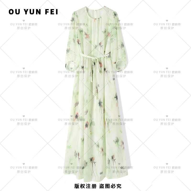 夏季新款气质连衣裙女高级感显瘦穿搭时尚轻奢优雅洋气长裙F1215