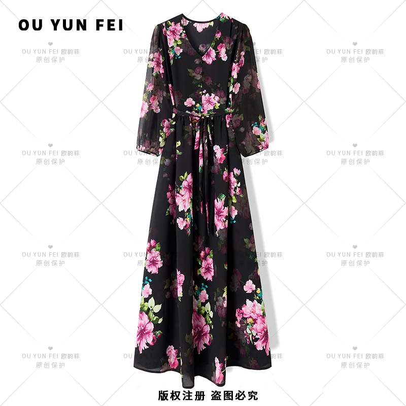 夏季新款气质连衣裙女高级感显瘦穿搭时尚轻奢优雅洋气长裙F1222