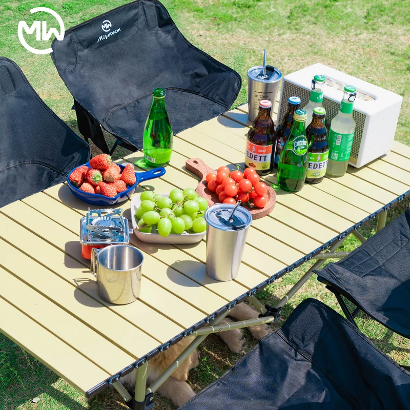 户外露营桌椅便携久坐加厚收纳月亮椅蛋卷桌露营聚会组合套装