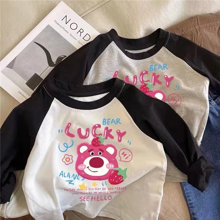 纯棉儿童长袖T恤宝宝上衣打底衫春秋新款宽松中小童圆领洋气百搭