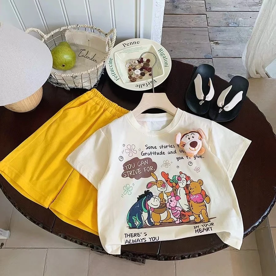 儿童短袖T恤2025新款纯棉夏季宝宝洋气宽松立体贴布公仔潮流时尚