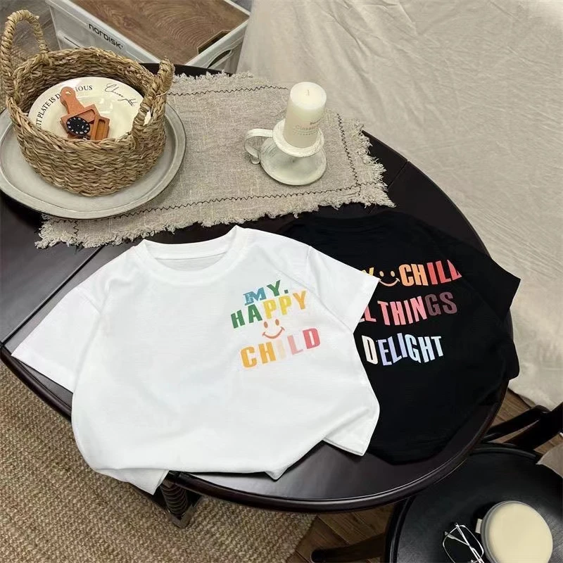 纯棉儿童宝宝夏季短袖薄款休闲时尚半袖圆领中小童百搭宽松韩版潮