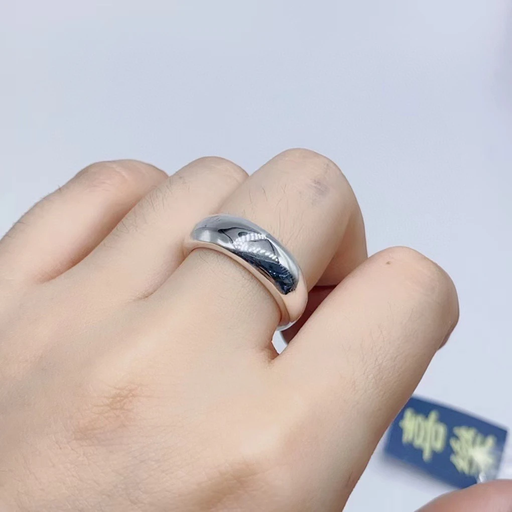 足银戒指 纯银加厚泥鳅背光面开口戒指足银999简约亮面素款百搭