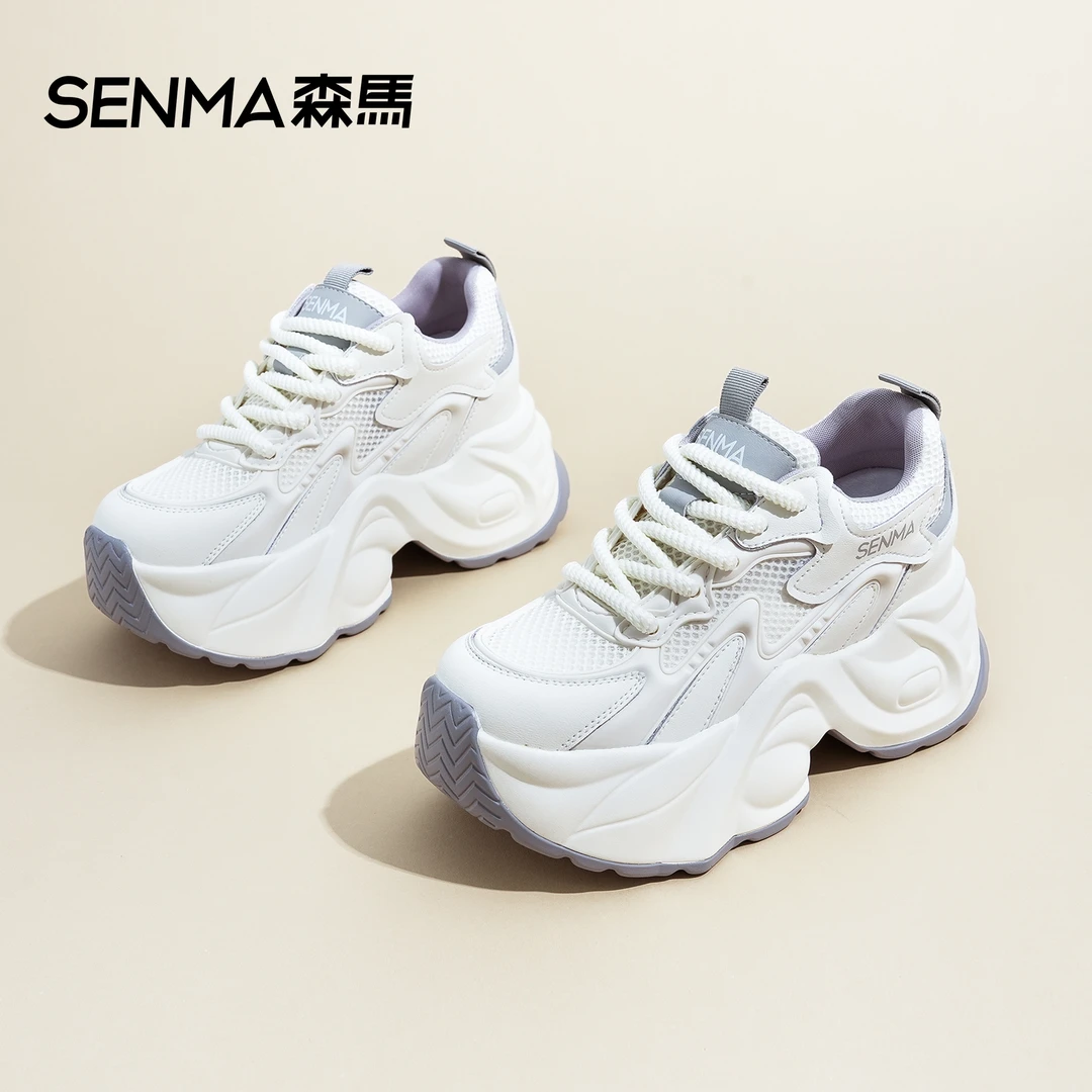 SENMA/森马厚底网鞋女透气网面夏季新款时尚休闲鞋内增高老爹鞋潮