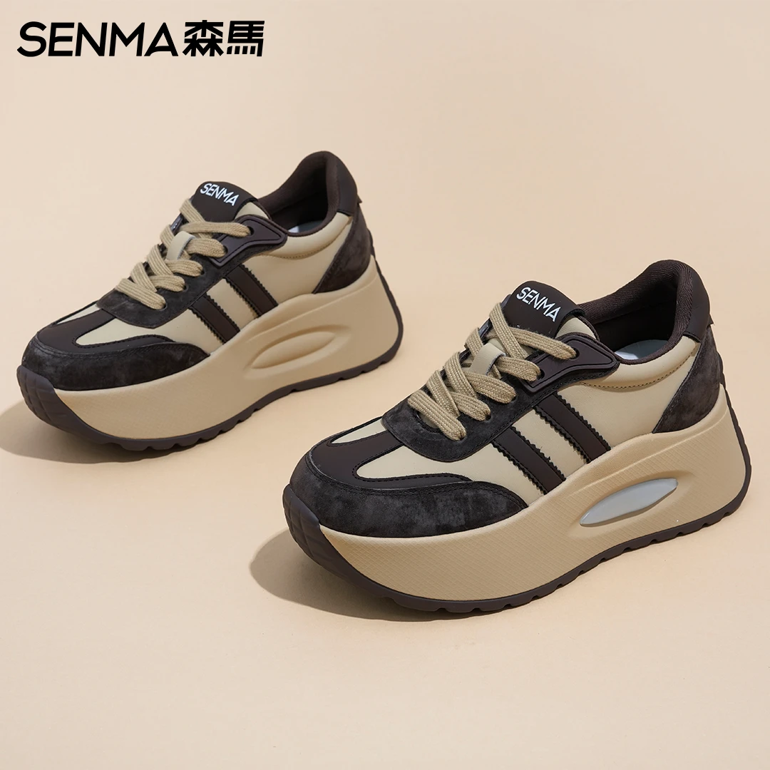 SENMA/森马2024秋款阿甘鞋女【厚底增高7cm】百搭显脚小运动休闲鞋