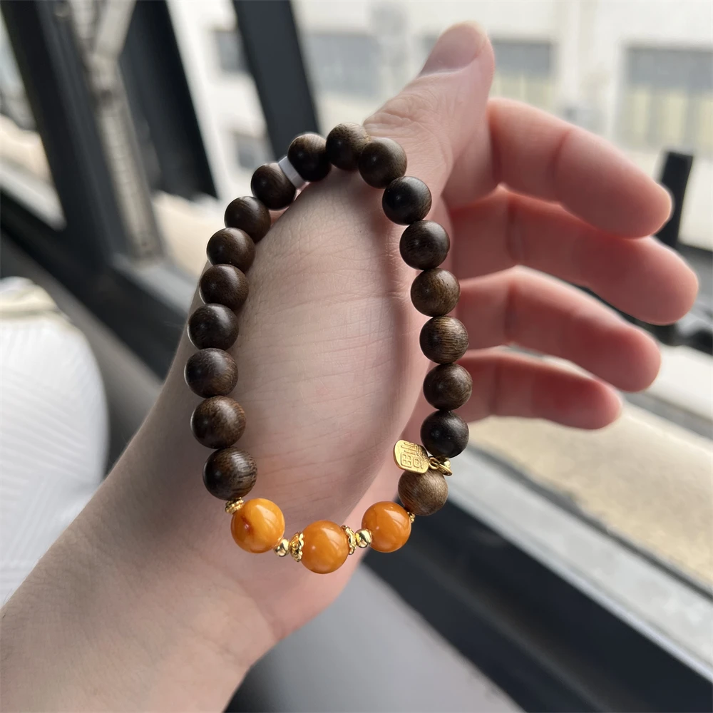 约8mm沉香木DIY琥珀圆珠单圈多样性发