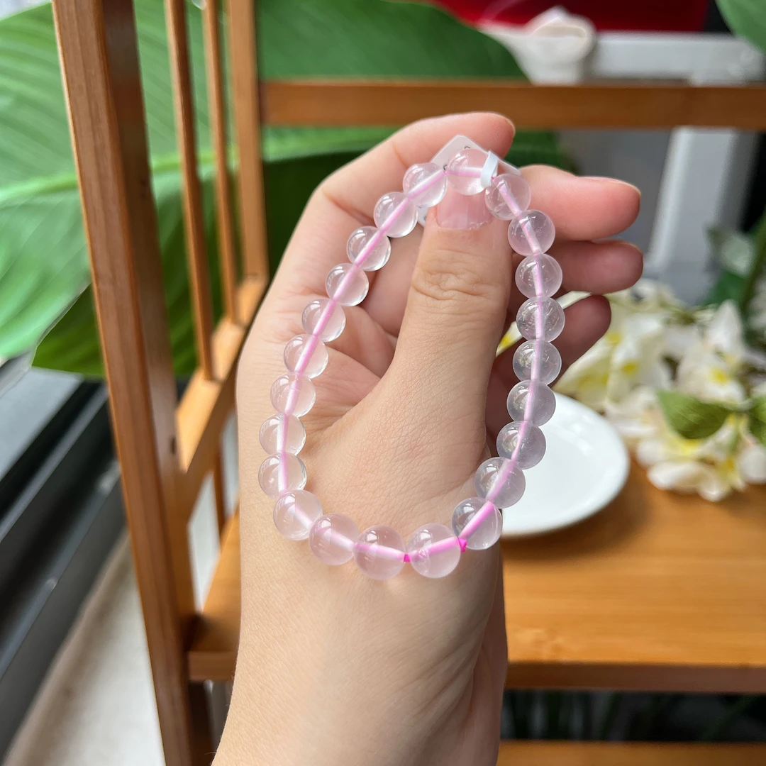 约8-9mm天然星光粉晶手串