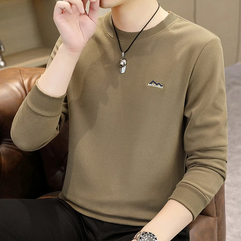 长袖t恤男士圆领无帽春秋季潮牌潮流卫衣青年男装内搭打底衫衣服