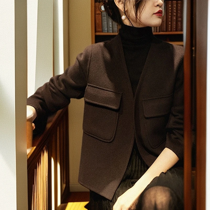 毛呢外套女秋冬2025年新款高级感轻奢小个子气质名媛高端呢子上衣