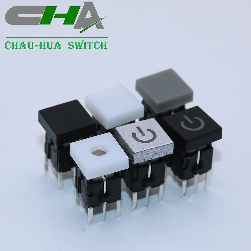 CHAU-HUA SWITCH CHA6*6黑色发光小开关多款帽盖选择适合多个行业