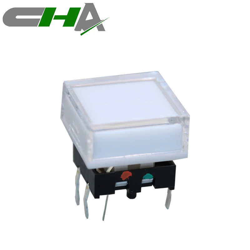 CHAU-HUA SWITCH CHA12*12MM方形平帽盖 红绿双色灯带灯轻触开关