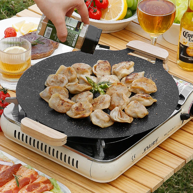 户外烤肉烤盘家用麦饭石烤盘烤肉盘烧烤盘卡式炉烤盘韩式烤盘便捷