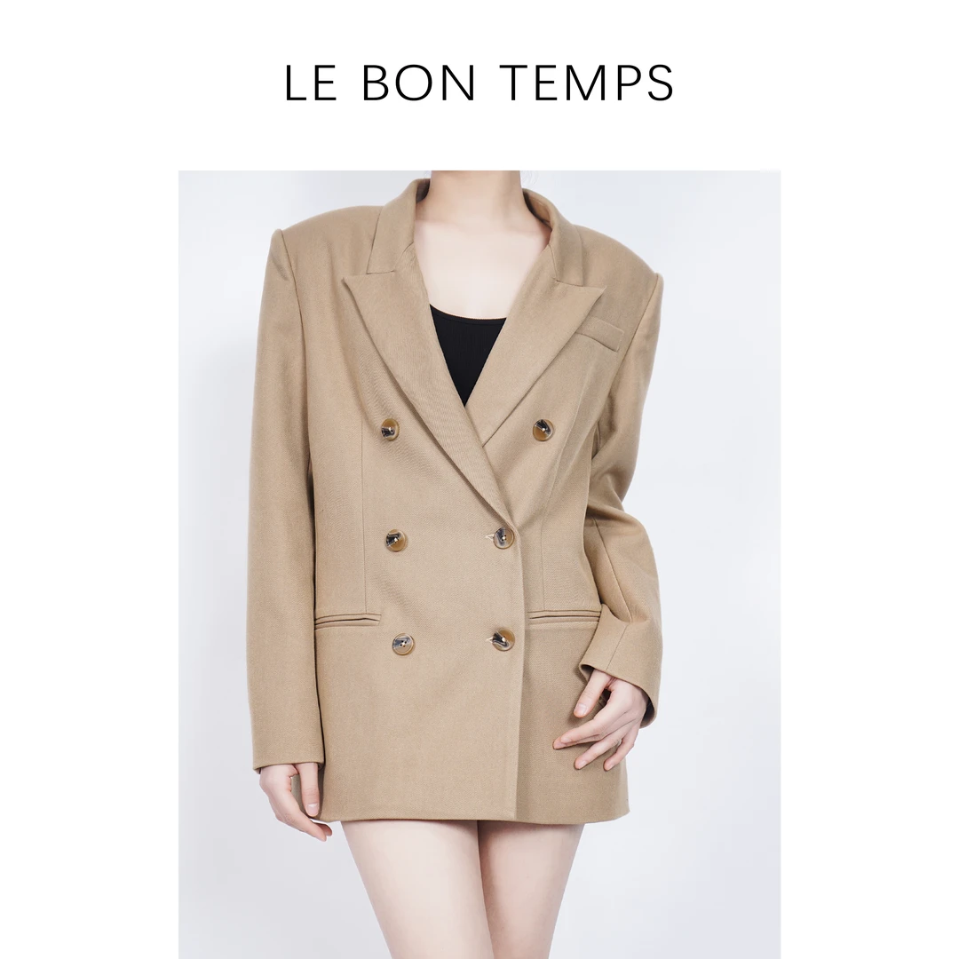 【LBT&秋冬新款】卡其色挺阔有型时尚显瘦复古西装外套c801109