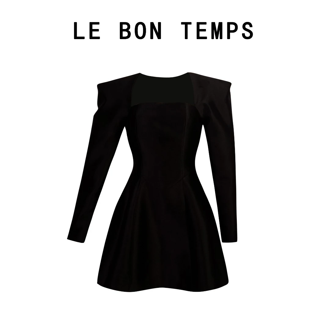 【LBT&秋冬款】法式泡泡袖小黑裙连衣裙c800760