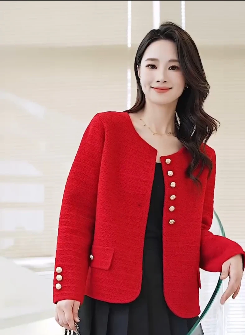 小香风毛呢外套女2024秋冬新款高端百搭小个子气质短款双面呢外套