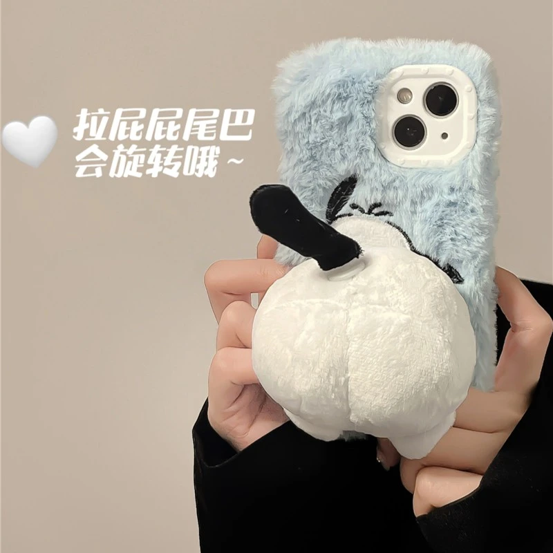 拉环摇尾巴手机壳iphone14promax卡通苹果13网红帕恰狗12旋转尾巴