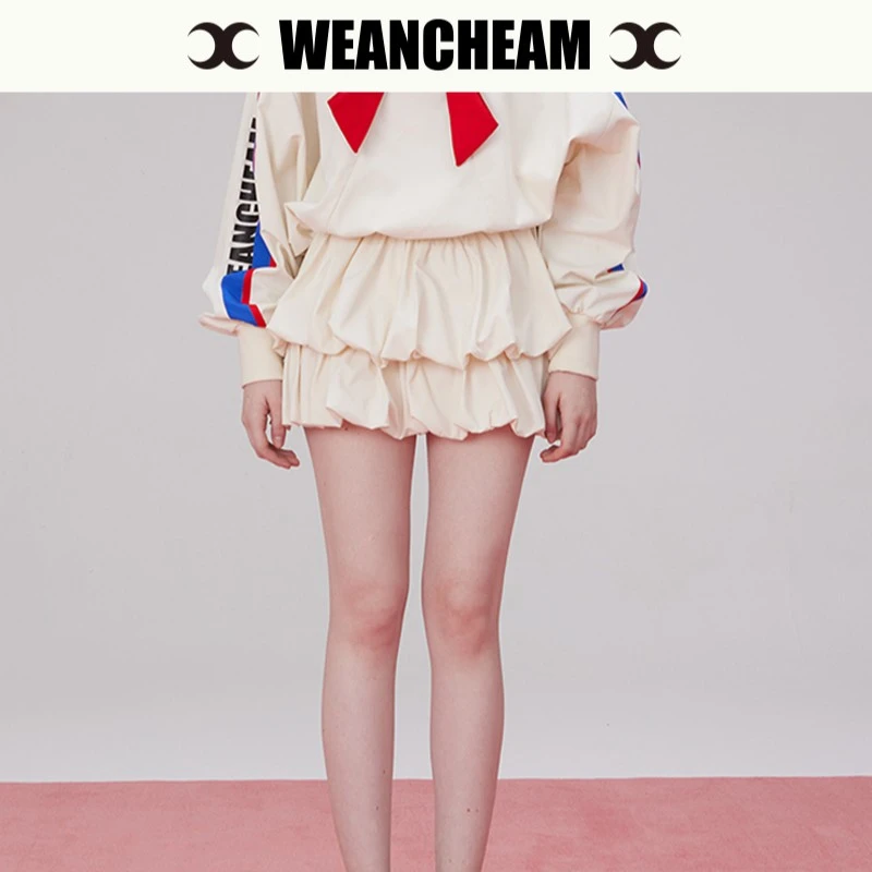 WEANCHEAM女士甜美双层花苞裙蕾丝秋季春夏休闲夏季长袖运动时尚