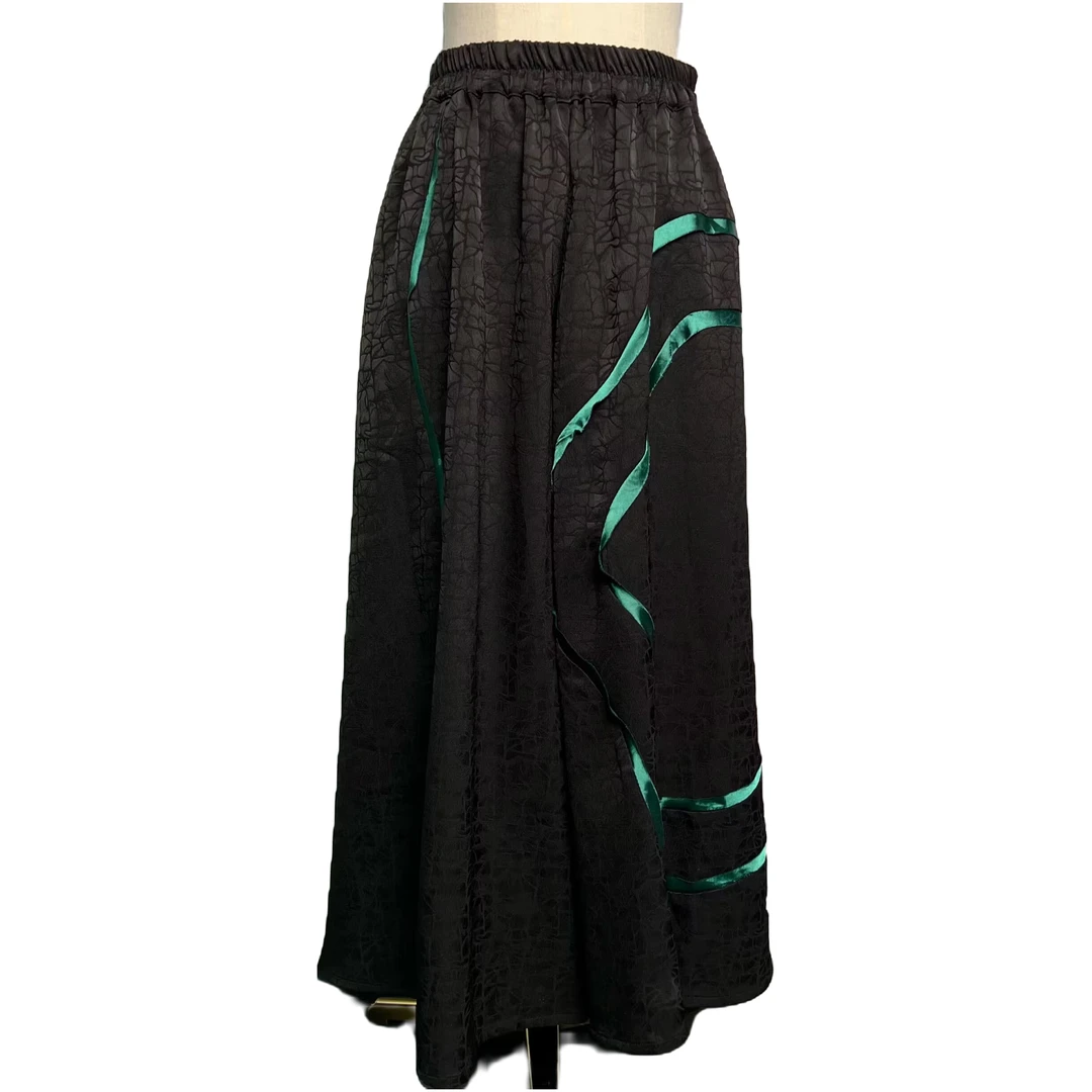 【红熹潮100黑绿】夏季女士时尚百搭气质休闲透气运动长裤阔腿裤