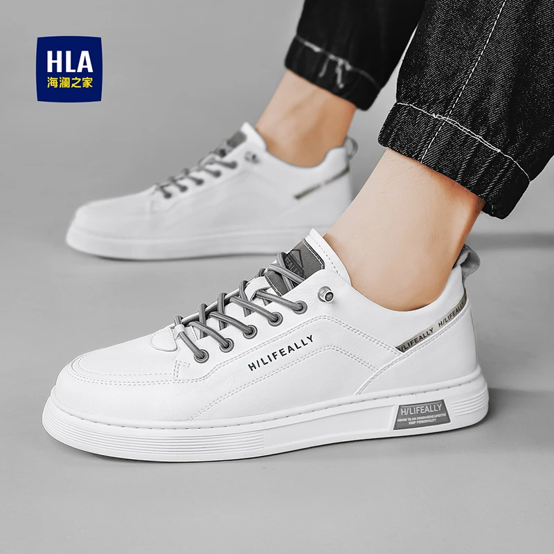 HLA/海澜之家2024春季男士小白鞋百搭时尚高级感潮流低帮软底板鞋
