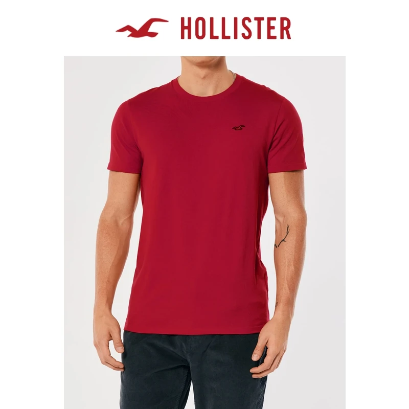 Hollister美式休闲纯色百搭Logo宽松圆领T恤短袖上衣 男 324515-1
