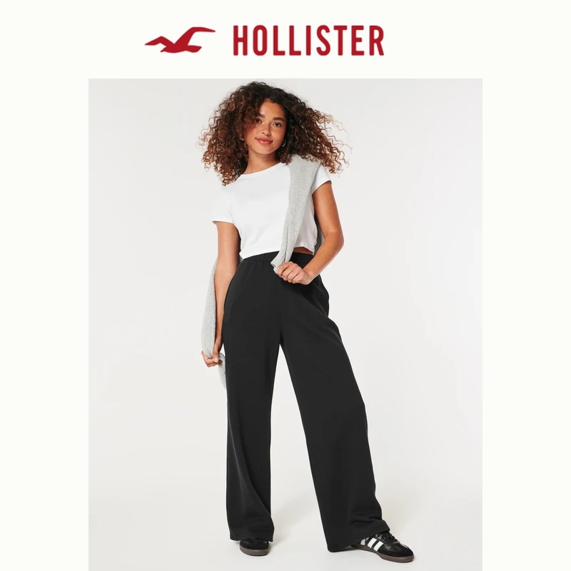 Hollister经典小海鸥图案24春秋抓绒运动卫裤长裤女装347-3075