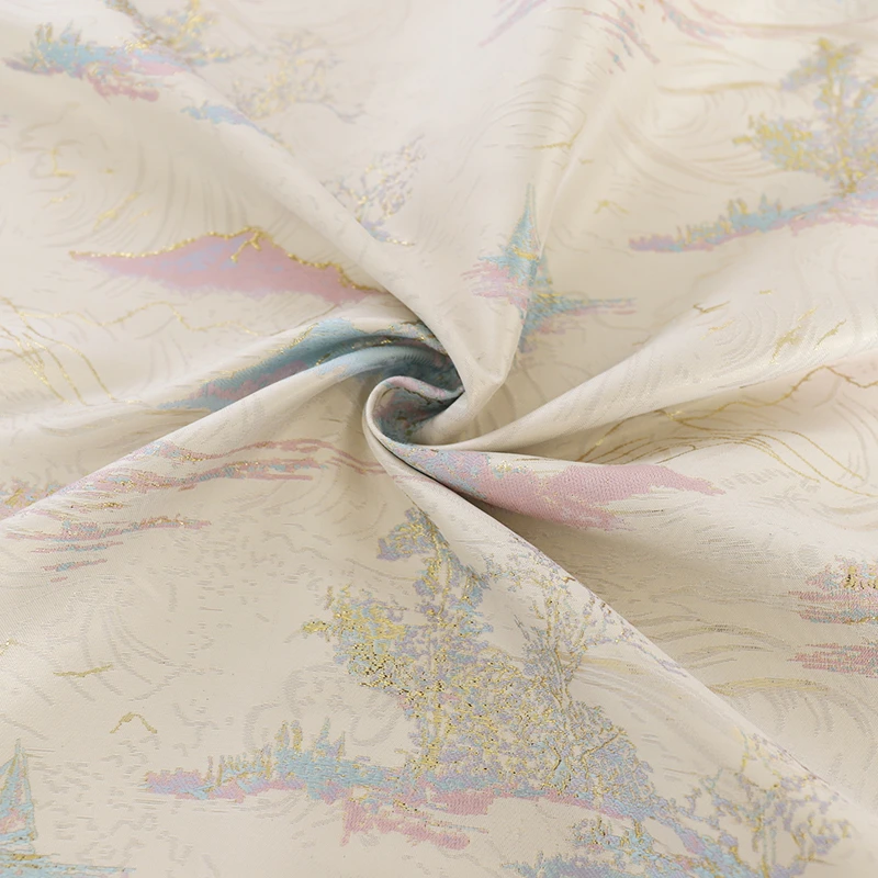 《FS074千山暮雪》提花服装面料春秋女装连衣裙口金包织金提花布料