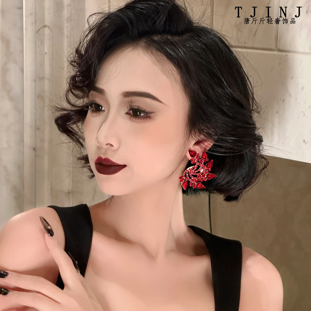 铜合金耳饰 【鸢尾浮世绘】设计师款满钻不规则烟花耳环