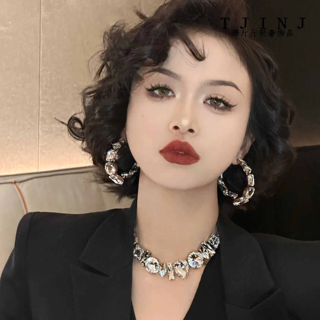 铜合金项链 【摩洛哥女郎】复古项链高级满钻欧美个性夸张锁骨链