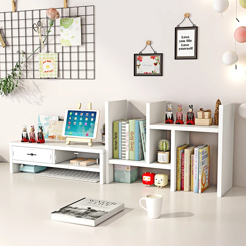 电脑增高架桌面收纳盒办公室学生宿舍收纳置物架简约伸缩小书架子