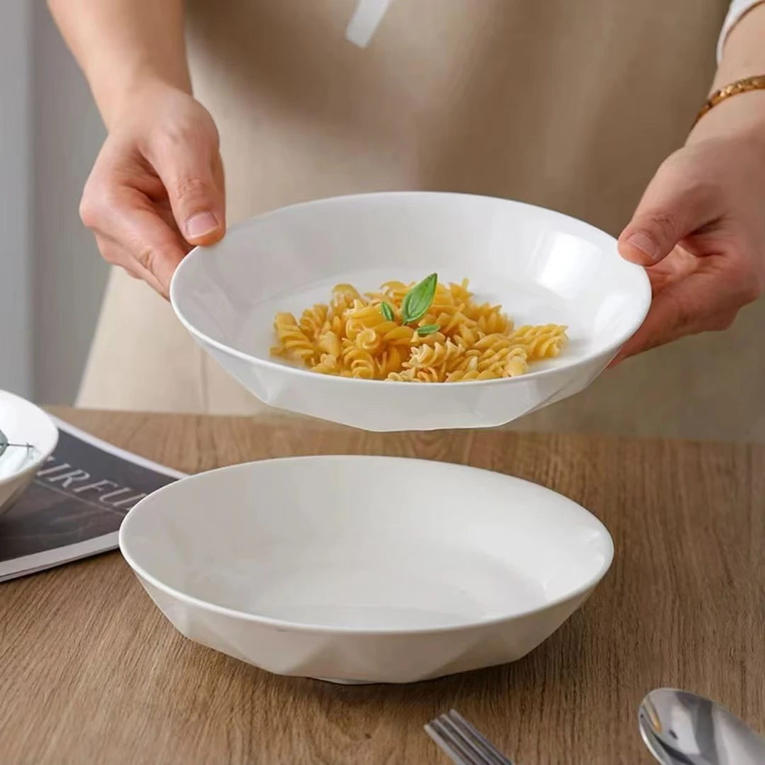 菜盘子家用陶瓷2024新款纯白7英寸菜碟子高颜值圆盘子加深餐盘