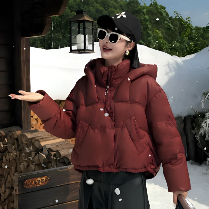 【国标鸭绒】8903新款2024宽松保暖连帽百搭一手长冬季防寒羽绒服