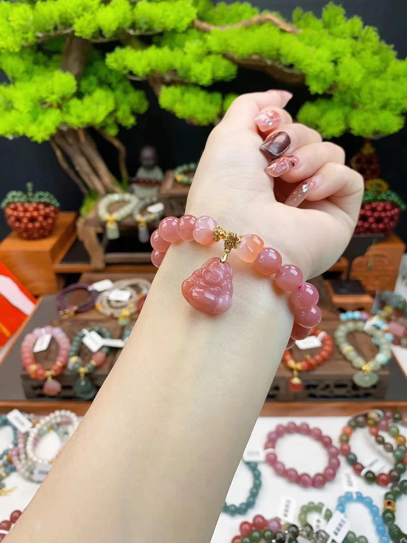 【春姐珠宝】天然盐源玛瑙手串搭配玛瑙佛公+玉兰花（多样性发）8116