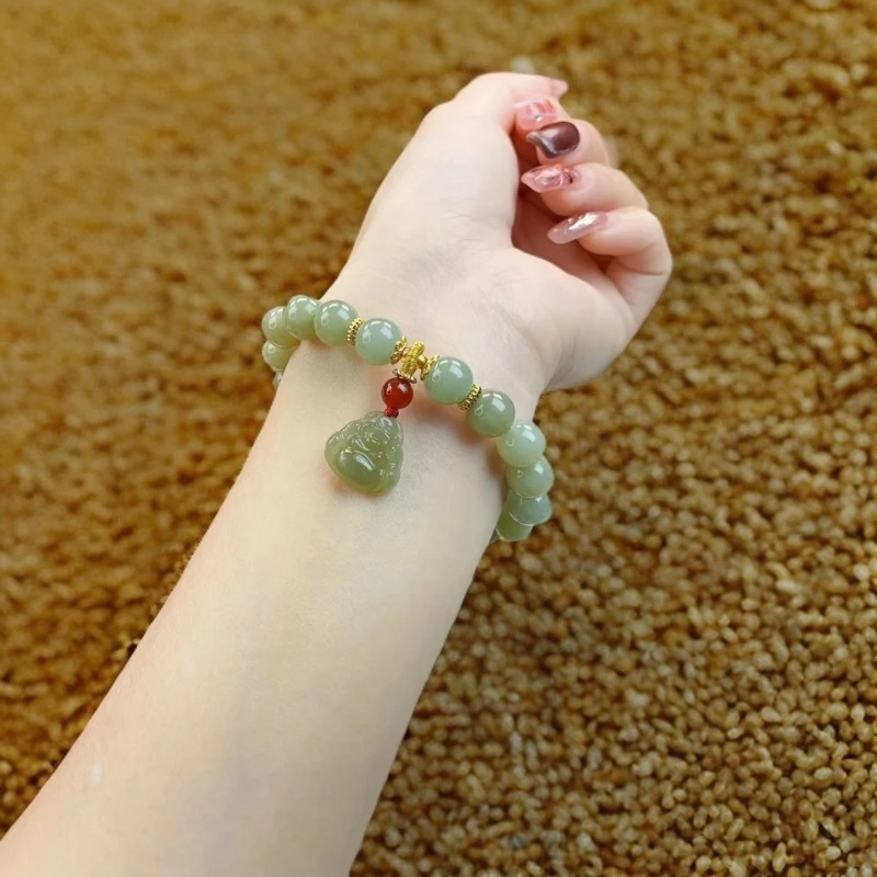 【春姐珠宝】天然和田玉手串搭配佛公 9.5mm轻奢（多样性发1）5515